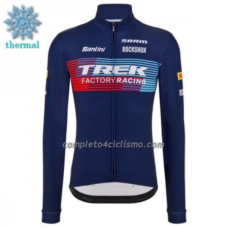 Maglia 2023 Trek Factory Racing XC Manica Lunga Winter Invernale Blu Scuro